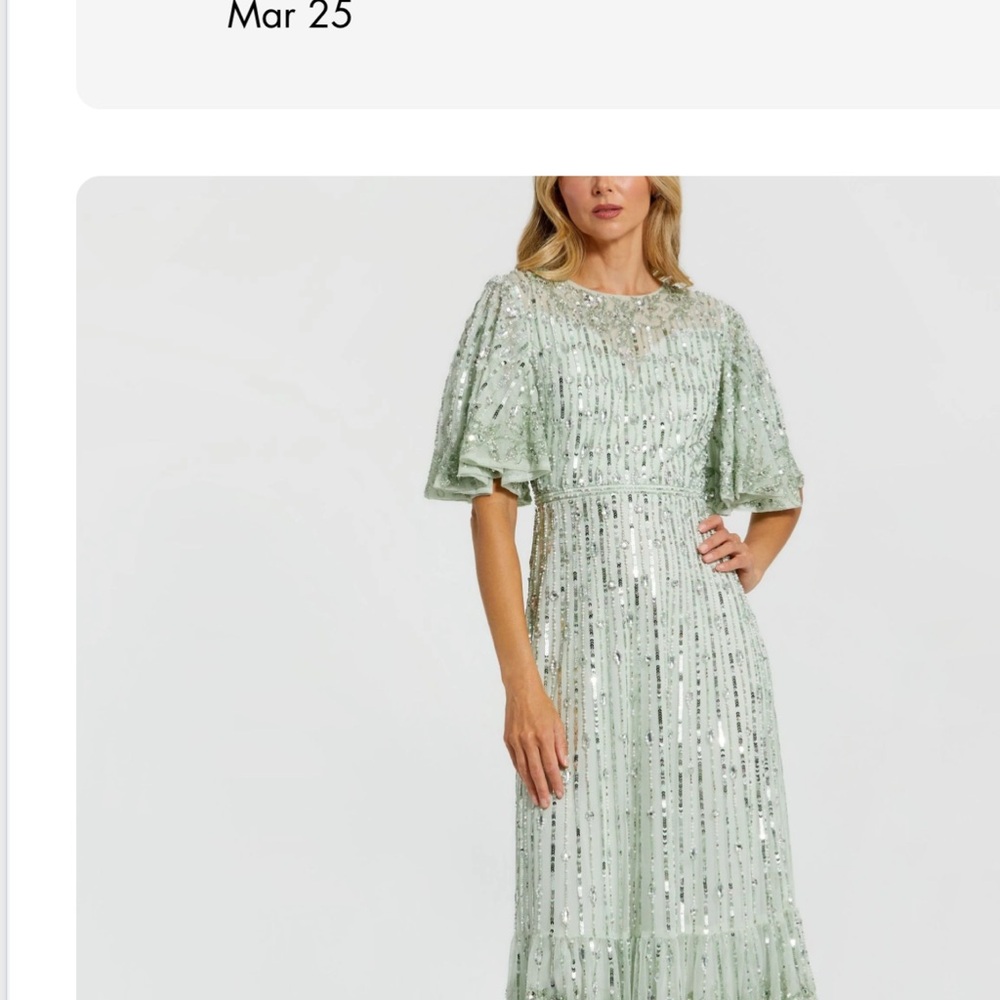 Mac Duggal Mint Sequin Midi Dress